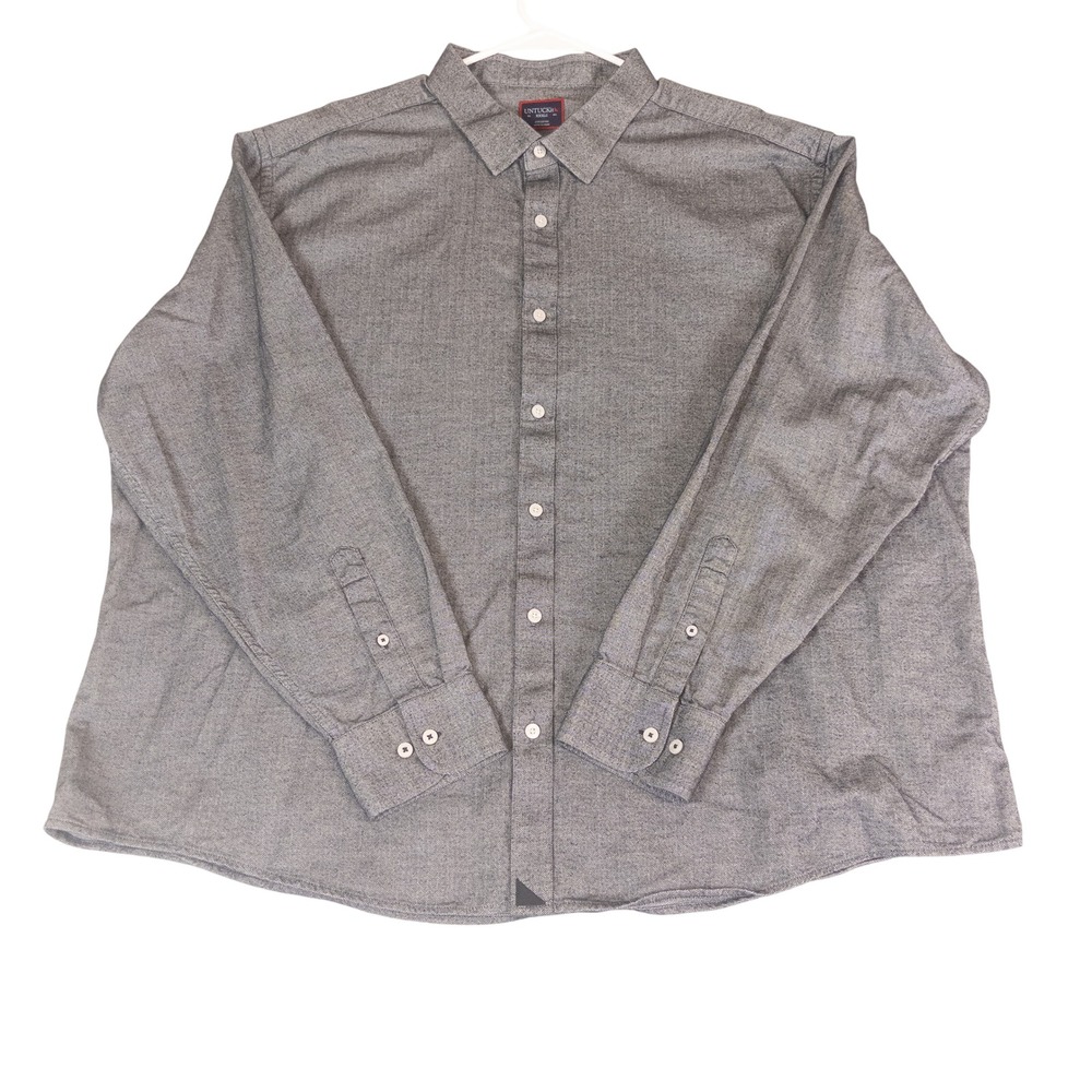 UNTUCKit Mens Grey Herringbone 100% Cotton Button Down Shirt Size XXXLC